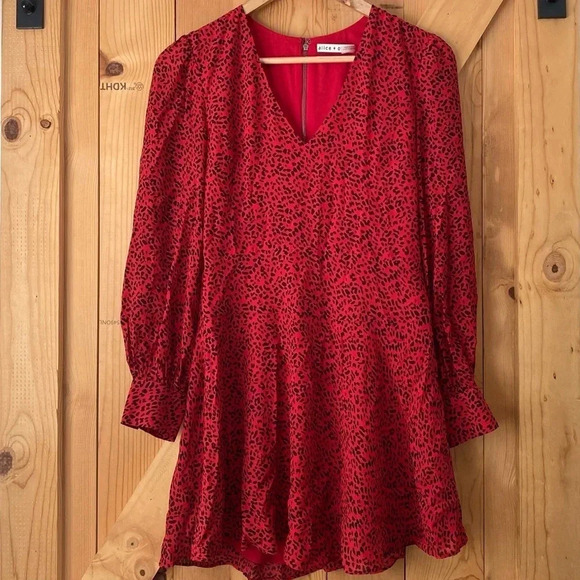 Alice + Olivia Polly Leopard Print Fit And Flare Mini Dress - Picture 2 of 8